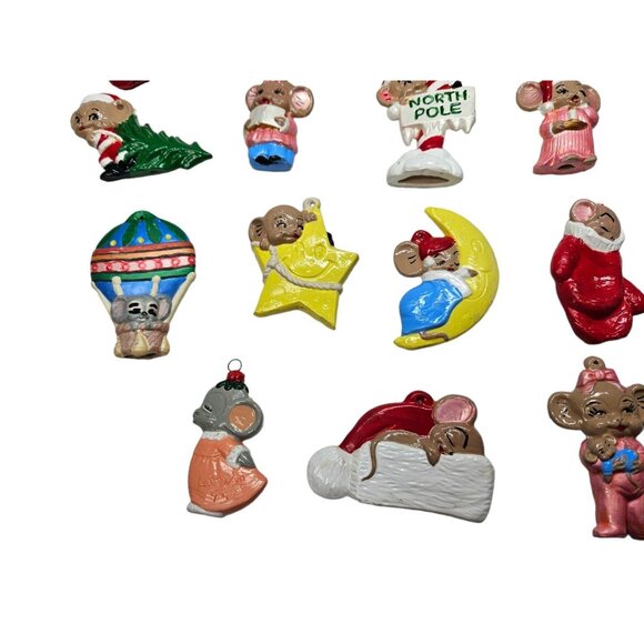 Vintage Ceramic Hand Painted Mouse Mice Christmas Ornaments Lot of 23 - Picture 4 of 9